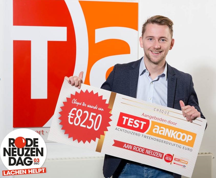 De opbrengst van de acties van Test-Aankoop ten voordele van Rode Neuzen Dag 2016: € 8250